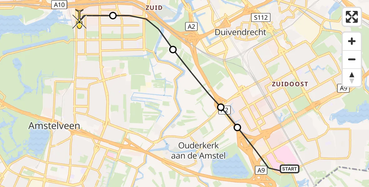 Routekaart van de vlucht: Lifeliner 1 naar VU Medisch Centrum Amsterdam