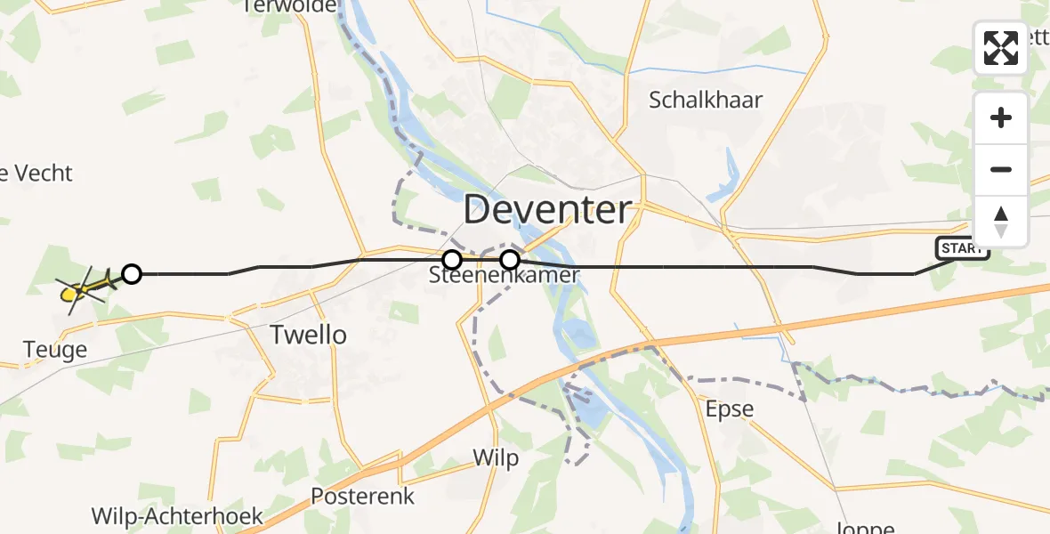 Routekaart van de vlucht: Lifeliner 4 naar Vliegveld Teuge