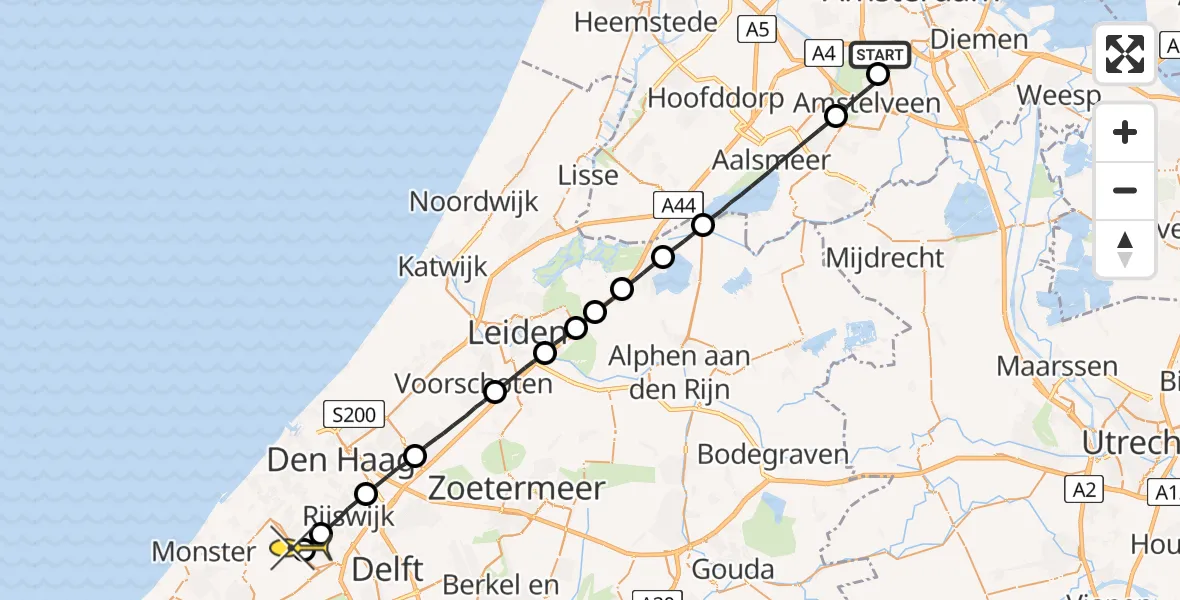 Routekaart van de vlucht: Lifeliner 1 naar Wateringen