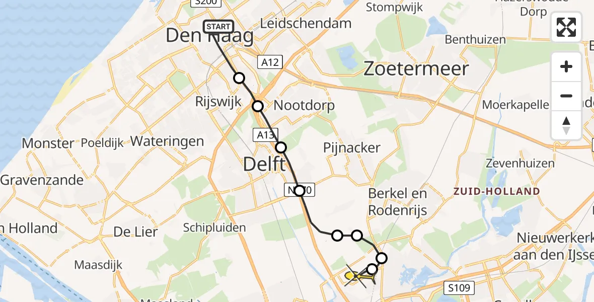 Routekaart van de vlucht: Lifeliner 2 naar Rotterdam The Hague Airport