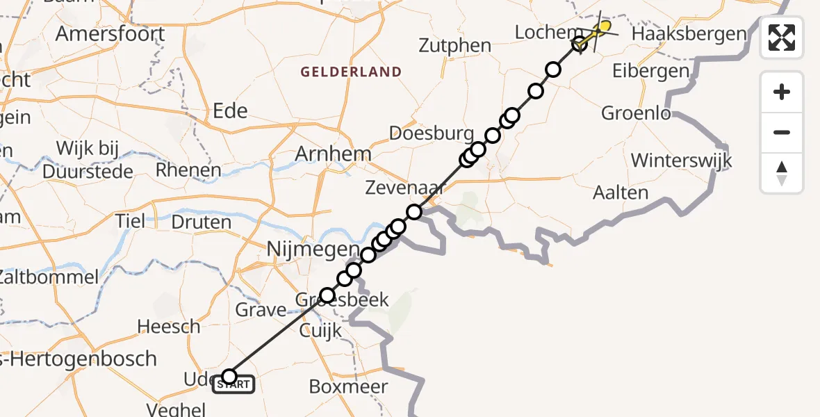 Routekaart van de vlucht: Lifeliner 3 naar Geesteren