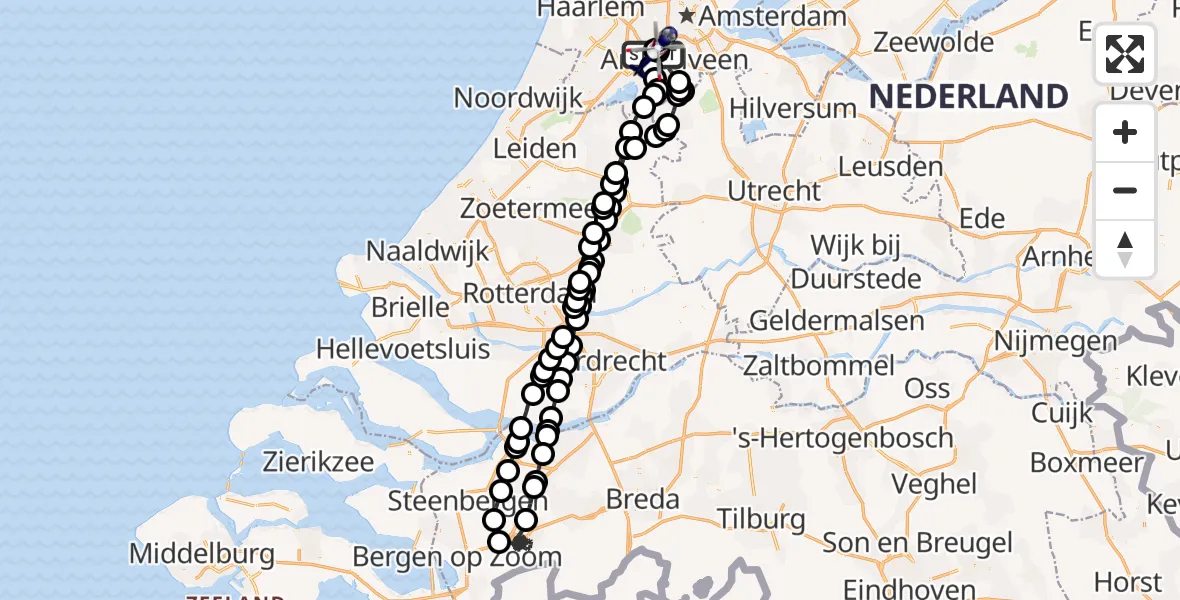 Vluchtroute Politiehelikopter van Schiphol naar Schiphol