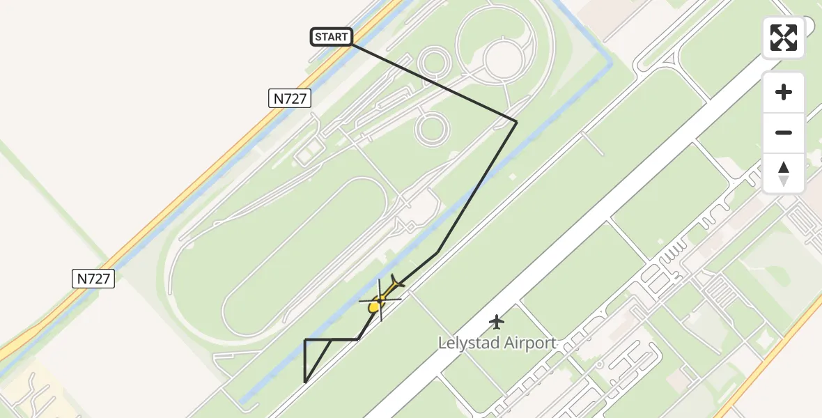 Vluchtroute Traumahelikopter van Lelystad Airport naar Lelystad Airport