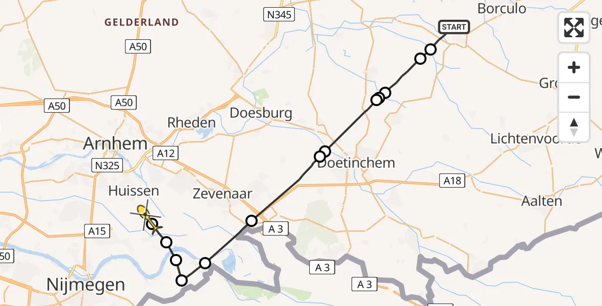 Routekaart van de vlucht: Lifeliner 3 naar Angeren