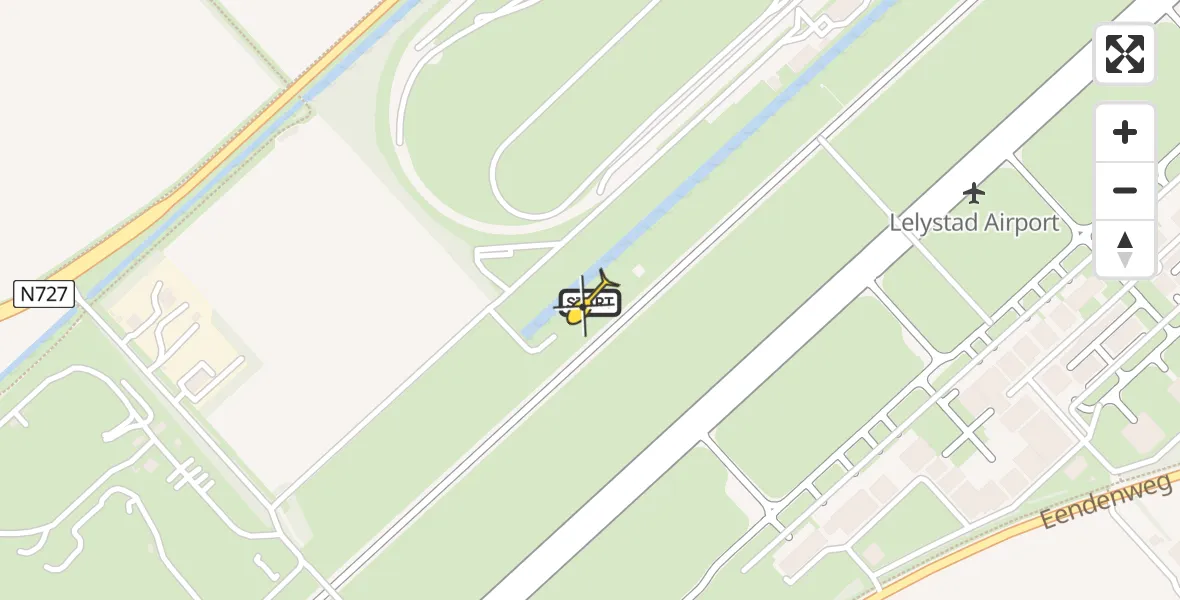 Vluchtroute Traumahelikopter van Lelystad Airport naar Lelystad Airport
