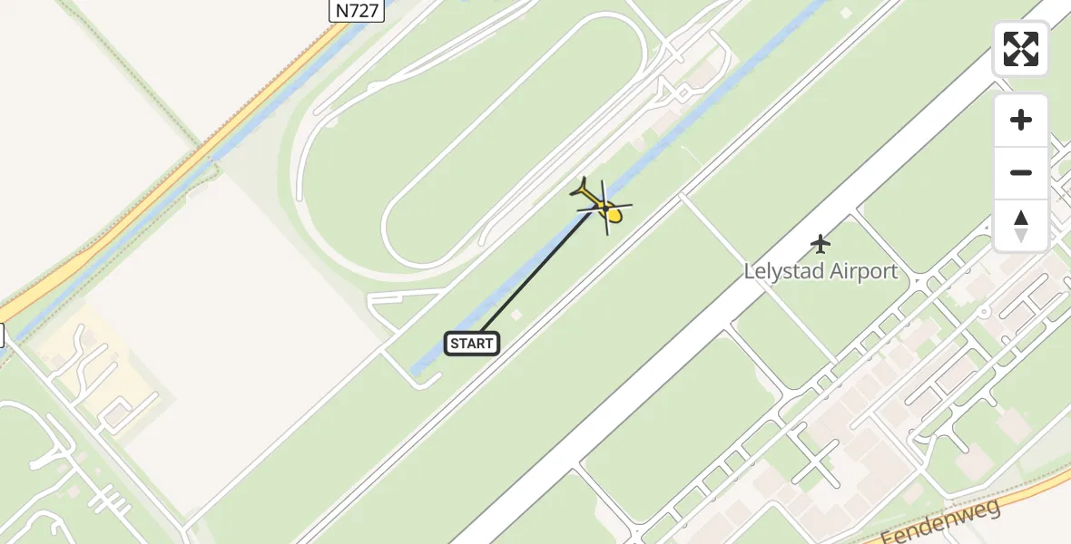 Routekaart van de vlucht: Traumahelikopter naar Lelystad Airport