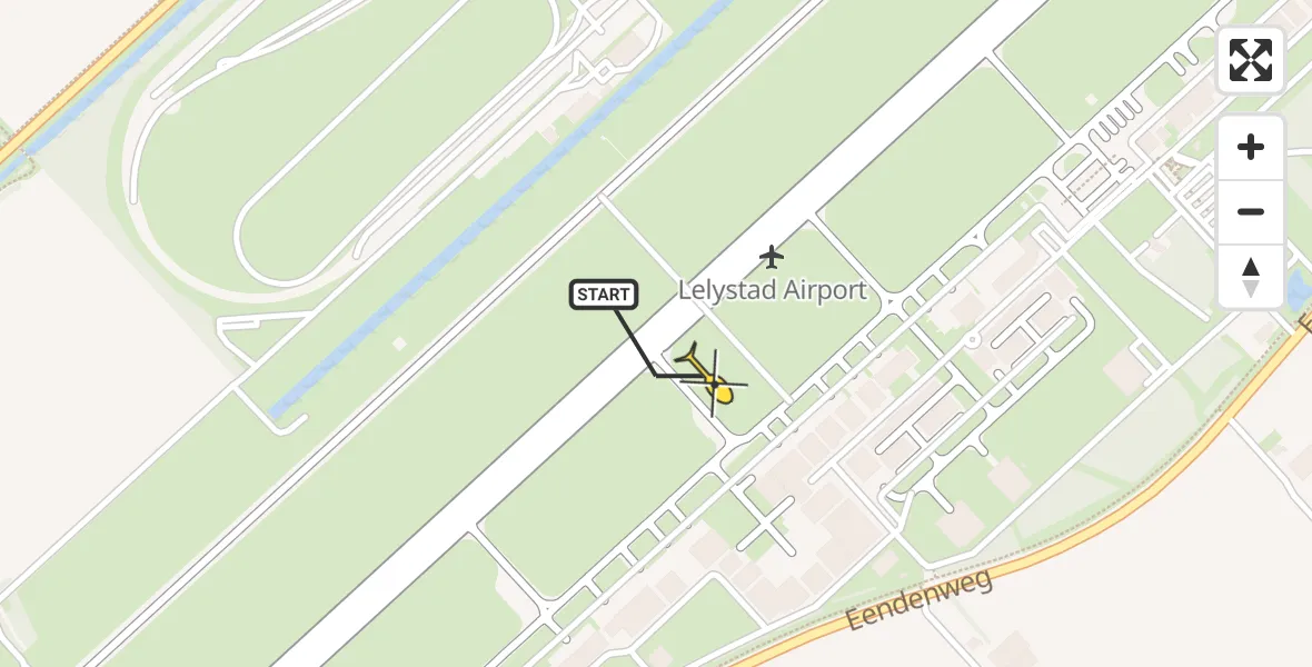 Vluchtroute Traumahelikopter van Lelystad Airport naar Lelystad Airport