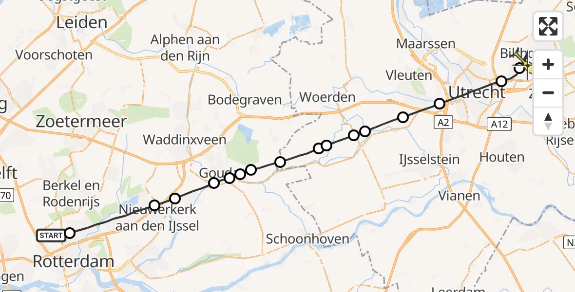 Routekaart van de vlucht: Lifeliner 2 naar Bilthoven