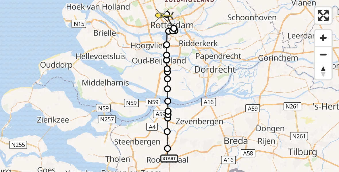 Routekaart van de vlucht: Lifeliner 2 naar Rotterdam The Hague Airport