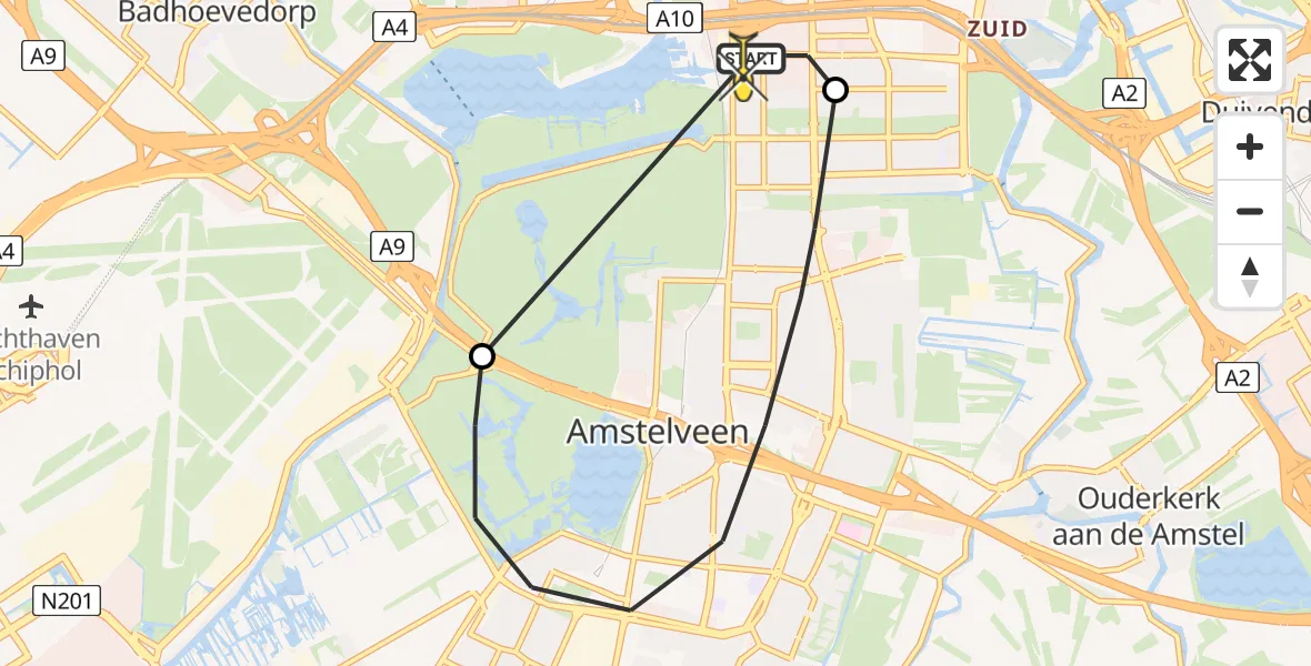Routekaart van de vlucht: Lifeliner 1 naar VU Medisch Centrum Amsterdam
