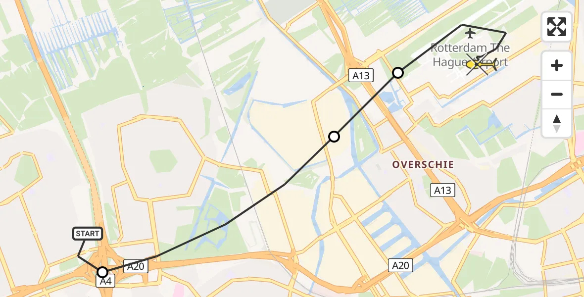 Routekaart van de vlucht: Lifeliner 2 naar Rotterdam The Hague Airport