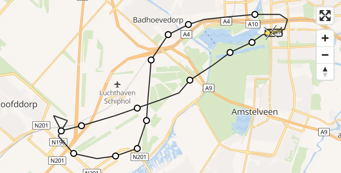 Routekaart van de vlucht: Lifeliner 1 naar VU Medisch Centrum Amsterdam