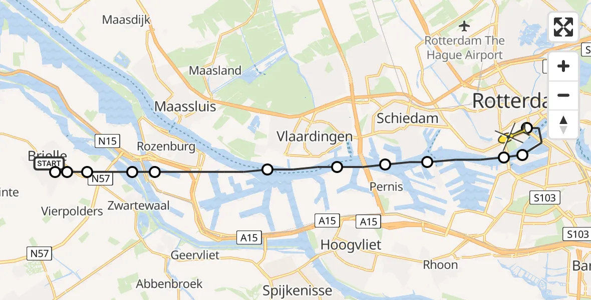 Routekaart van de vlucht: Lifeliner 2 naar Erasmus MC