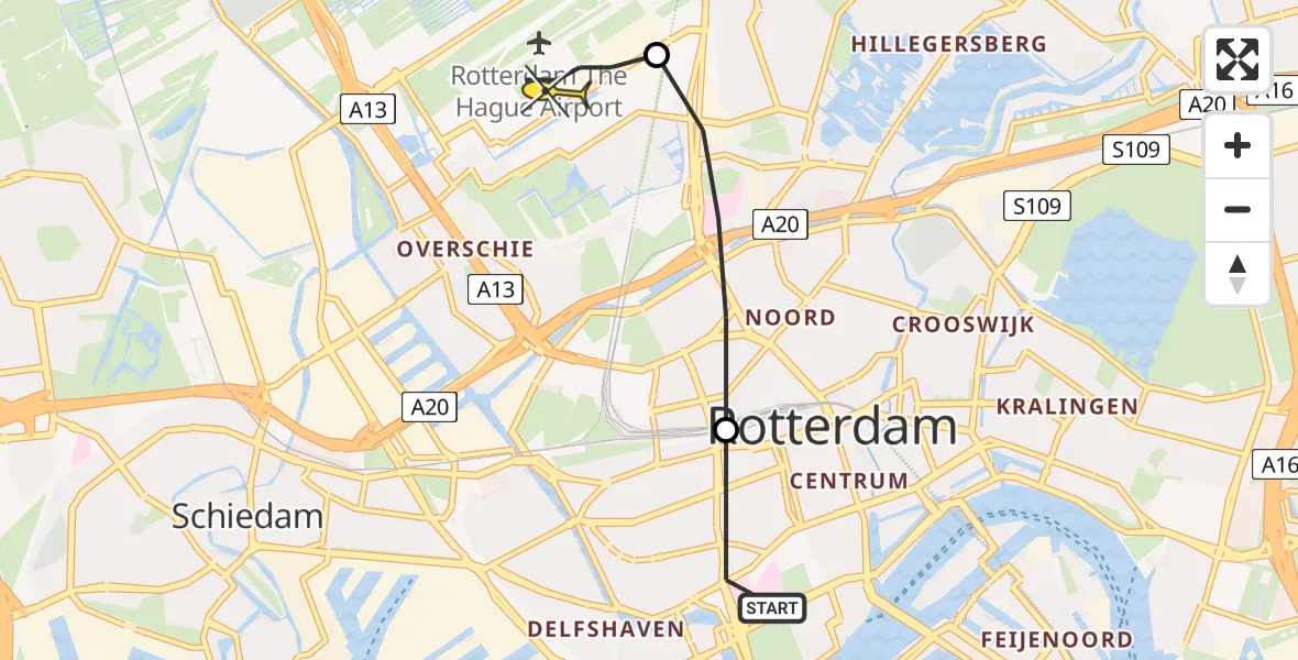 Routekaart van de vlucht: Lifeliner 2 naar Rotterdam The Hague Airport