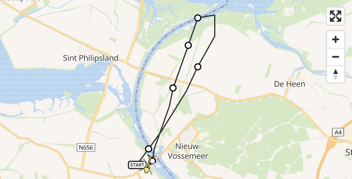 Routekaart van de vlucht: Lifeliner 2 naar Oud-Vossemeer