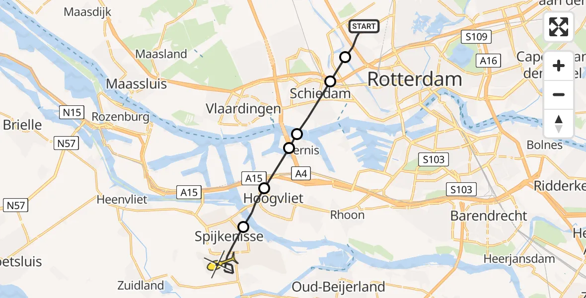 Routekaart van de vlucht: Lifeliner 2 naar Spijkenisse