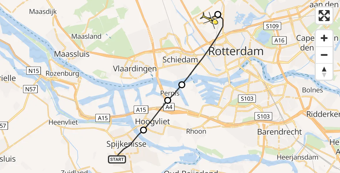 Routekaart van de vlucht: Lifeliner 2 naar Rotterdam The Hague Airport