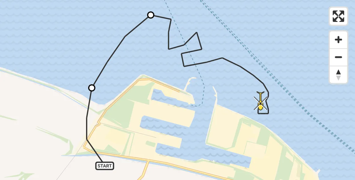 Routekaart van de vlucht: Politieheli naar Eemshaven