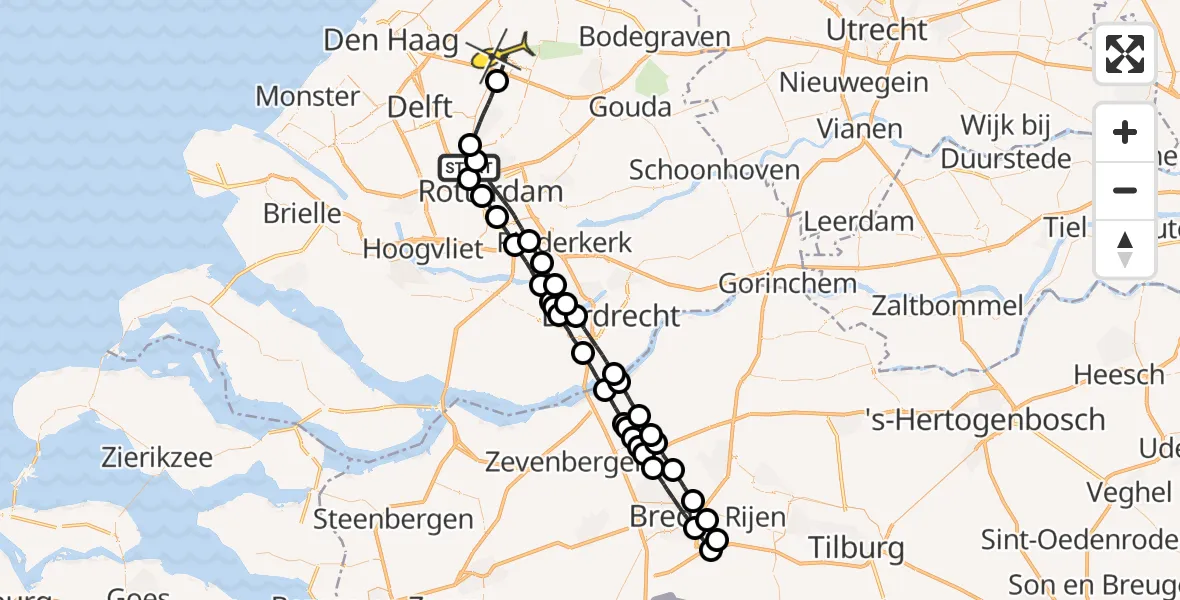 Routekaart van de vlucht: Lifeliner 2 naar Zoetermeer