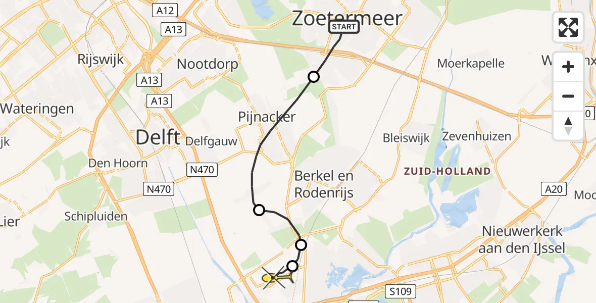 Routekaart van de vlucht: Lifeliner 2 naar Rotterdam The Hague Airport