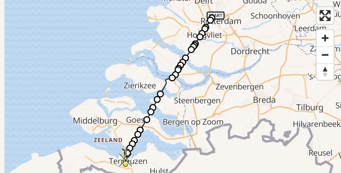 Routekaart van de vlucht: Lifeliner 2 naar Terneuzen