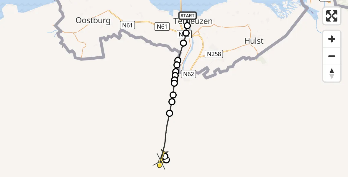 Routekaart van de vlucht: Lifeliner 2 naar 