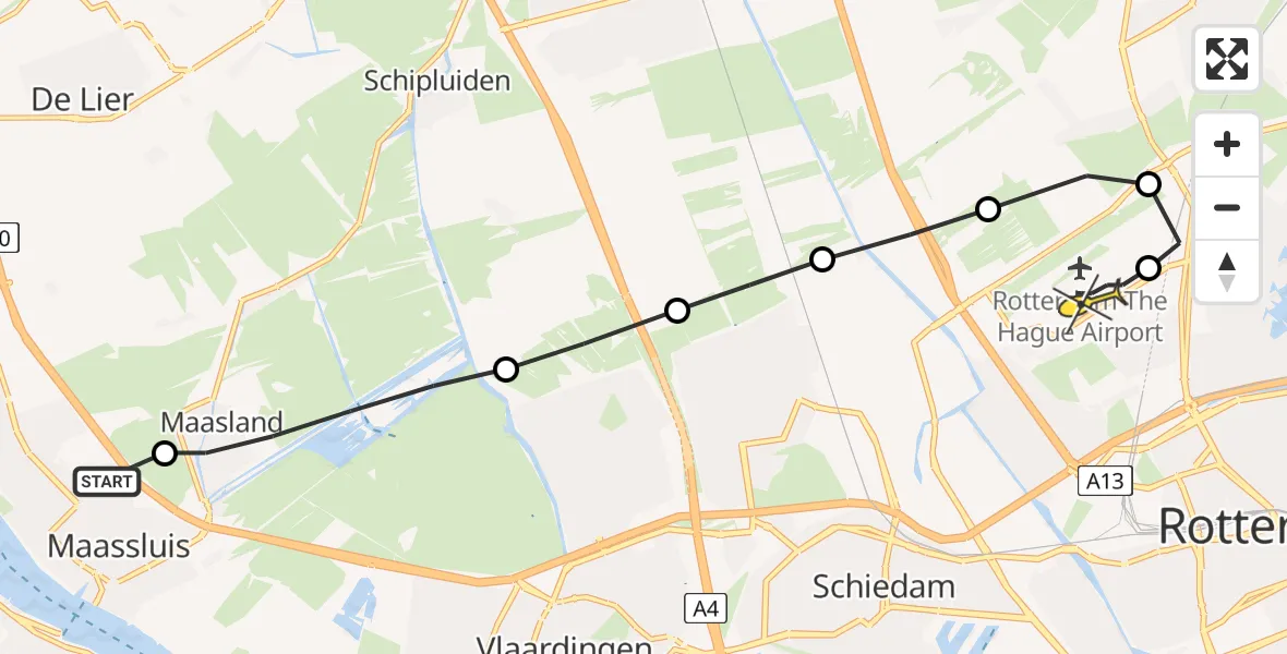 Routekaart van de vlucht: Lifeliner 2 naar Rotterdam The Hague Airport