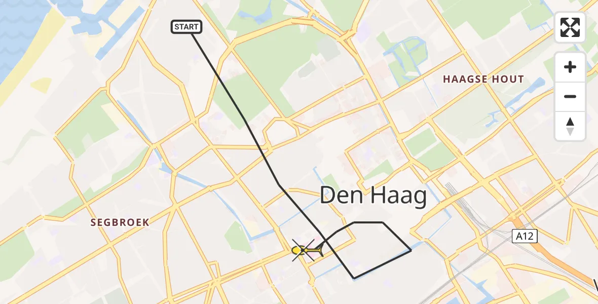 Routekaart van de vlucht: Lifeliner 2 naar Den Haag