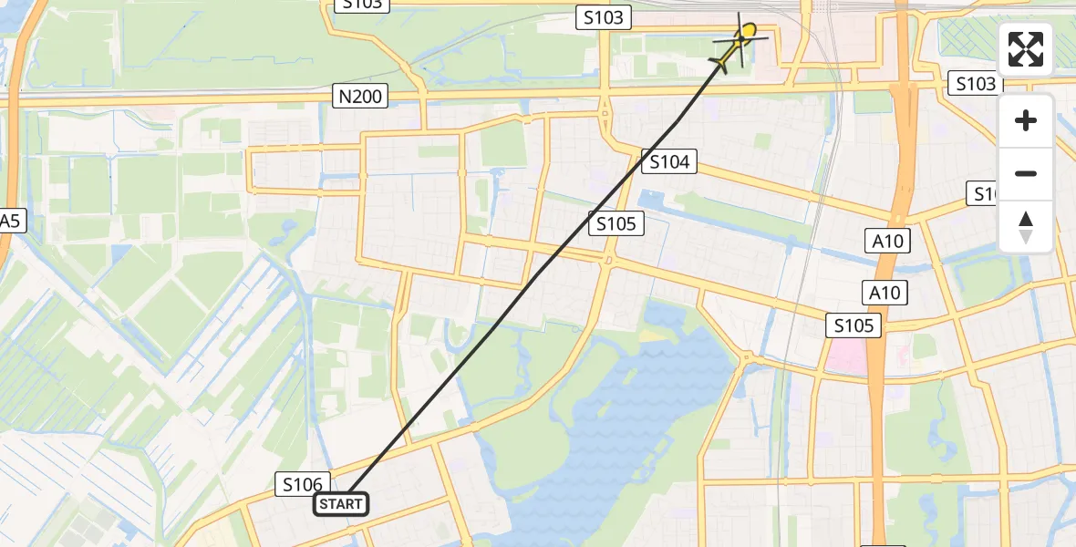 Vluchtroute Politiehelikopter van Amsterdam naar Amsterdam