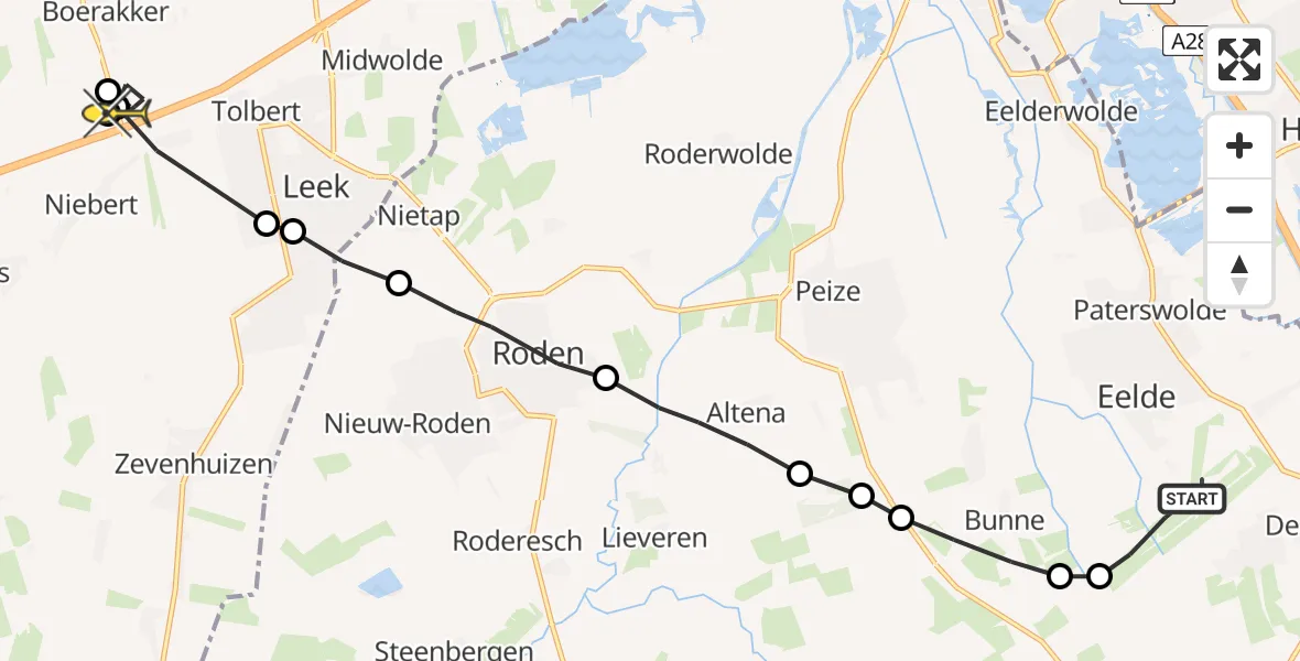 Routekaart van de vlucht: Lifeliner 4 naar Boerakker