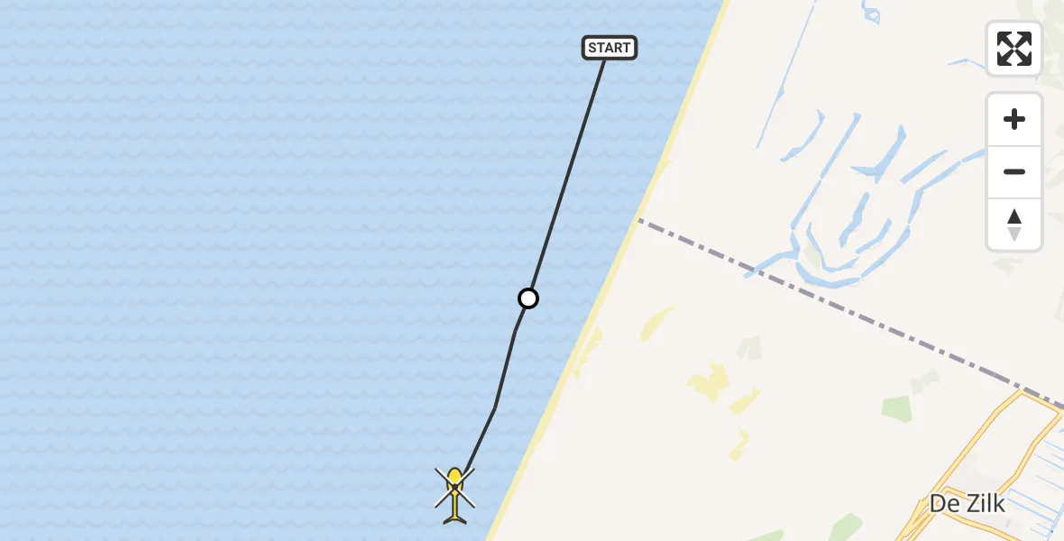 Routekaart van de vlucht: Politiehelikopter naar Noordwijk