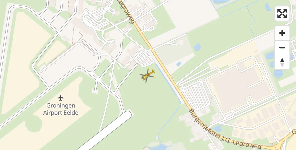 Vluchtroute Traumahelikopter Groningen Airport Eelde - Groningen Airport Eelde, 13 mei 2022, 15:27