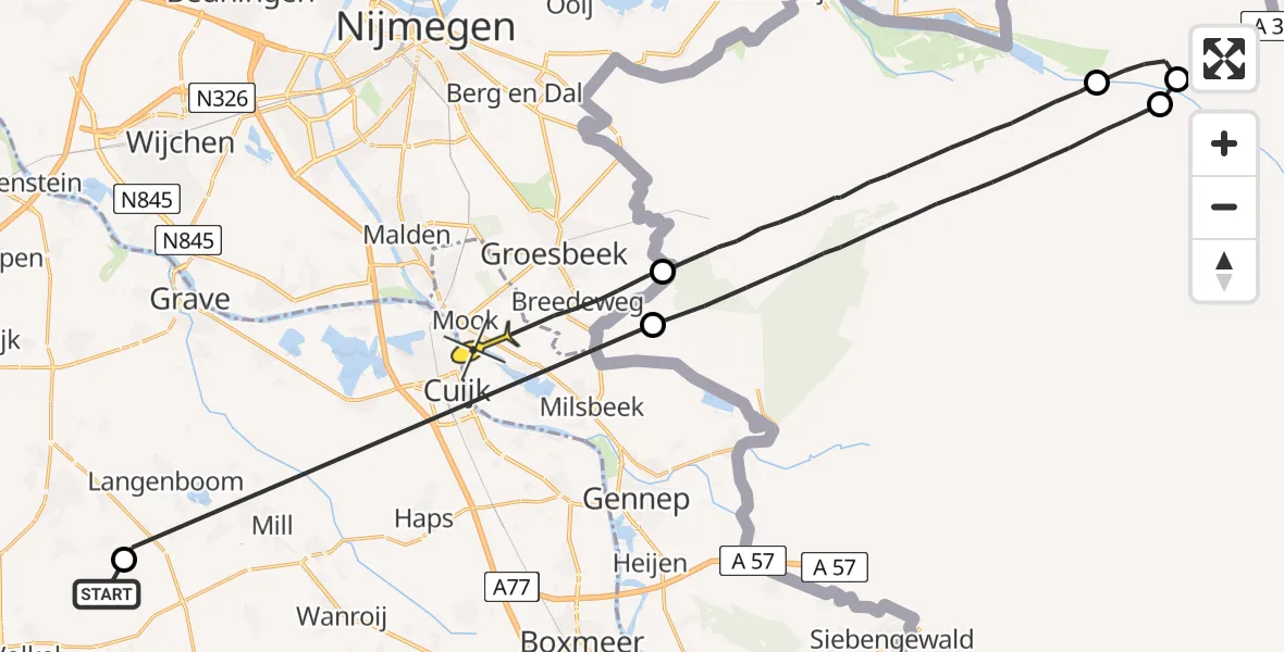 Routekaart van de vlucht: Lifeliner 3 naar Mook