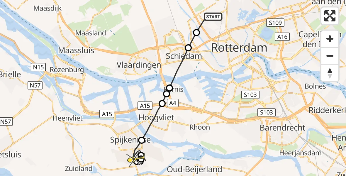 Routekaart van de vlucht: Lifeliner 2 naar Spijkenisse