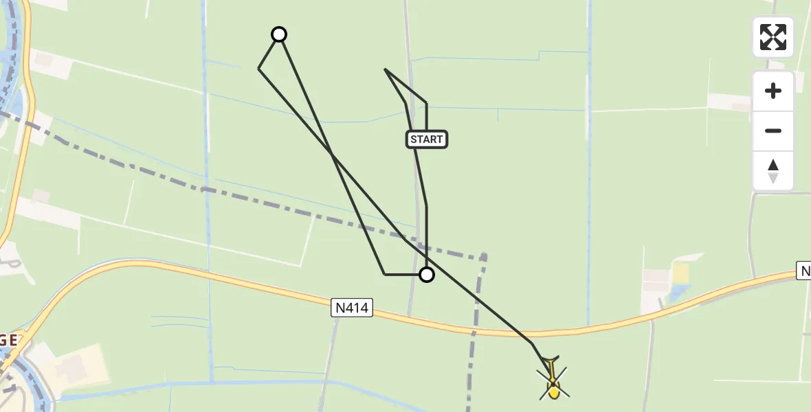 Routekaart van de vlucht: Politieheli naar Bunschoten-Spakenburg