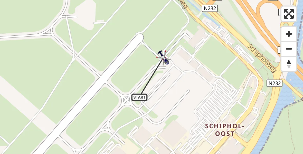 Vluchtroute Politiehelikopter van Schiphol naar Schiphol