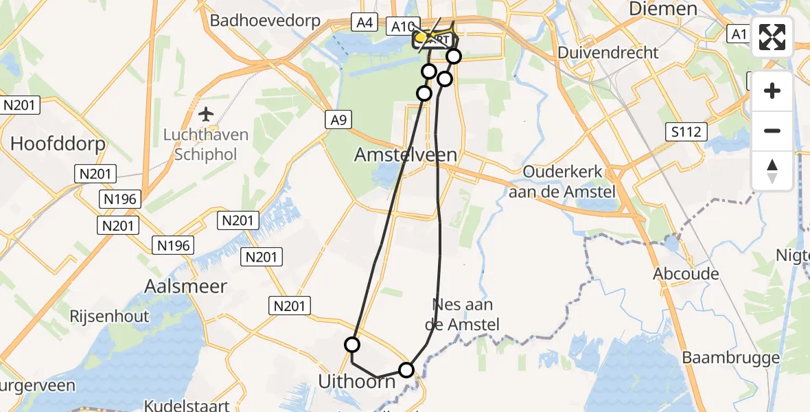 Routekaart van de vlucht: Lifeliner 1 naar VU Medisch Centrum Amsterdam