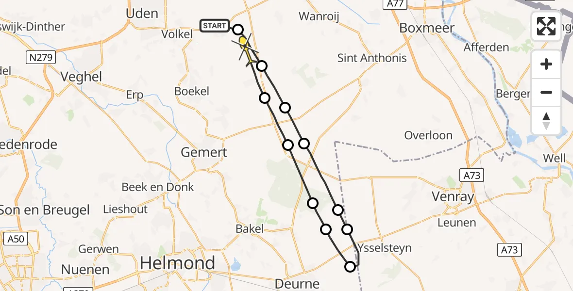 Routekaart van de vlucht: Lifeliner 3 naar Odiliapeel