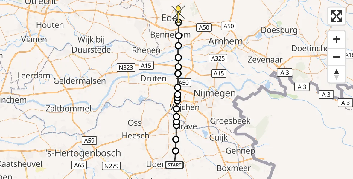 Routekaart van de vlucht: Lifeliner 3 naar Ede