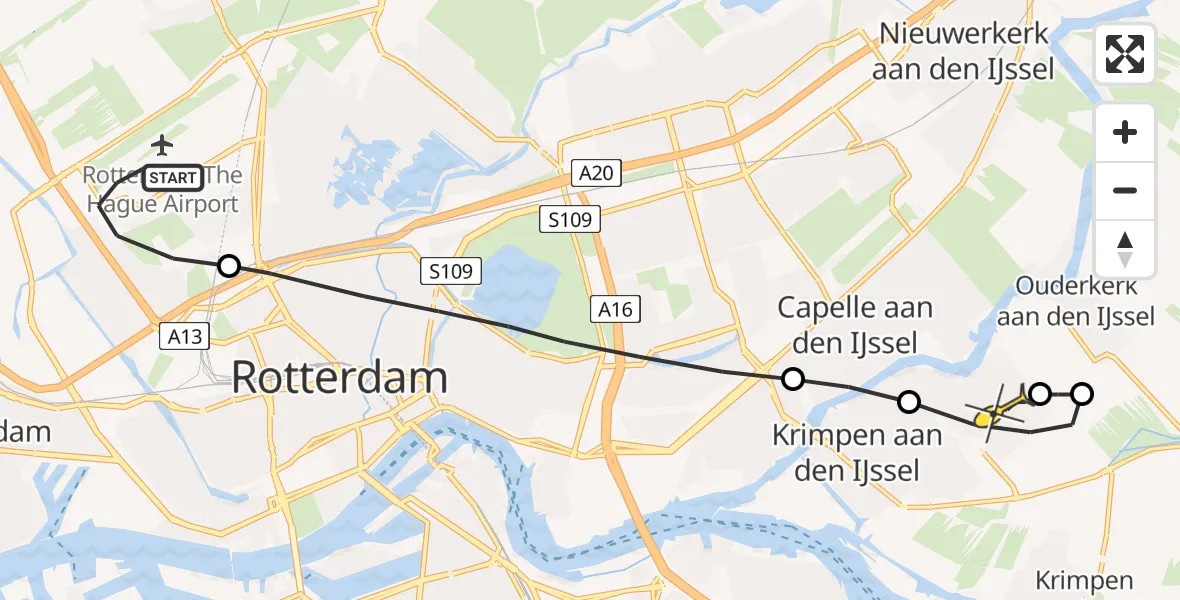 Routekaart van de vlucht: Lifeliner 2 naar Krimpen aan den IJssel