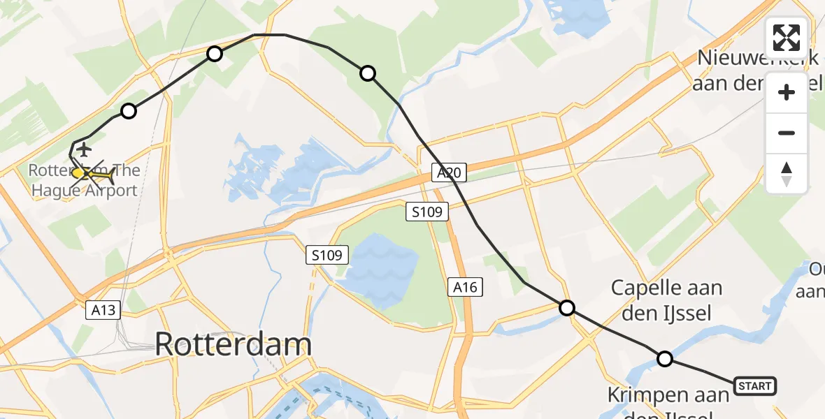 Routekaart van de vlucht: Lifeliner 2 naar Rotterdam The Hague Airport