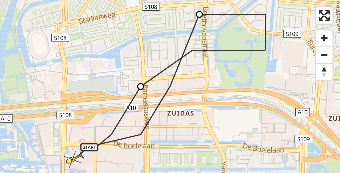 Routekaart van de vlucht: Lifeliner 1 naar VU Medisch Centrum Amsterdam