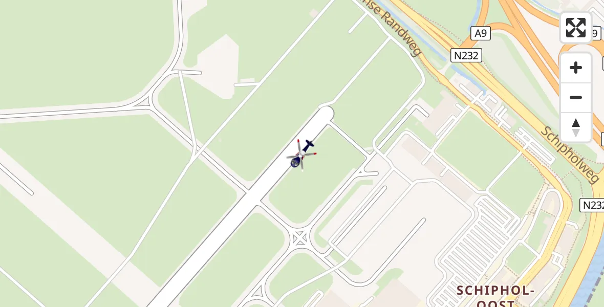 Vluchtroute Politiehelikopter van Schiphol naar Schiphol