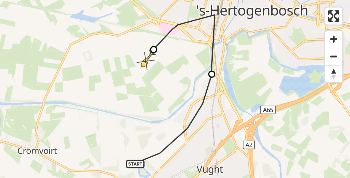 Routekaart van de vlucht: Lifeliner 3 naar Vught