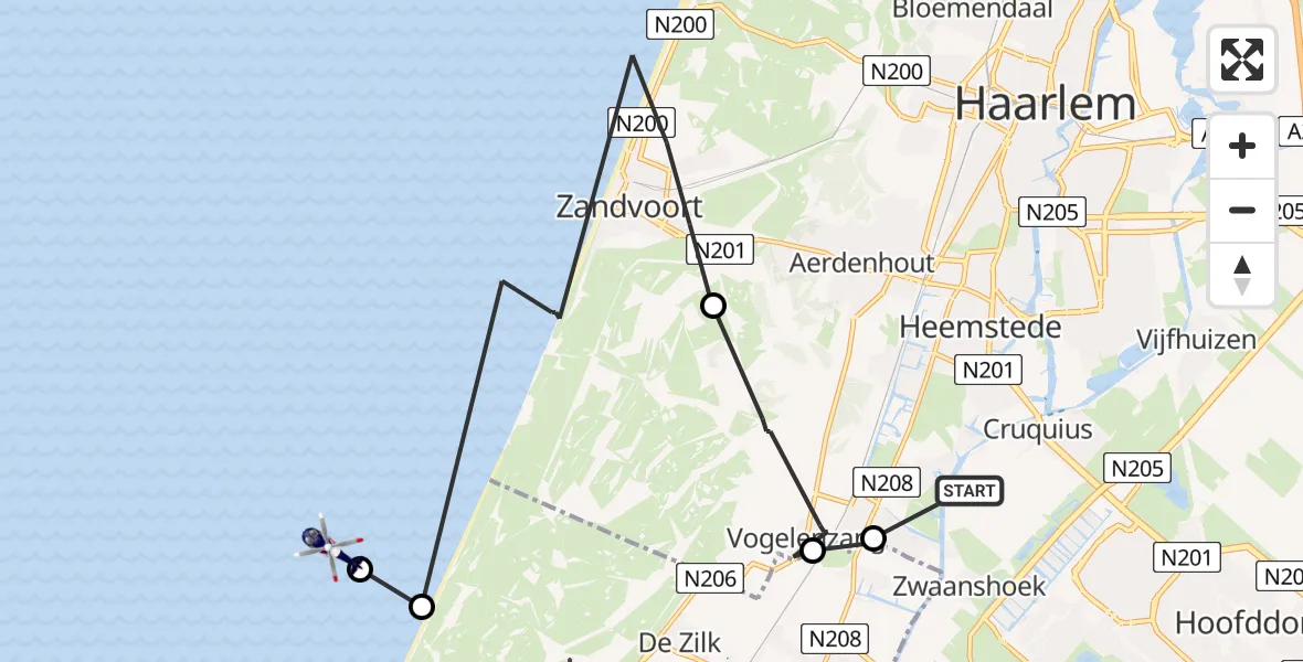 Vluchtroute Politiehelikopter Zwaanshoek - , 14 mei 2022, 11:19