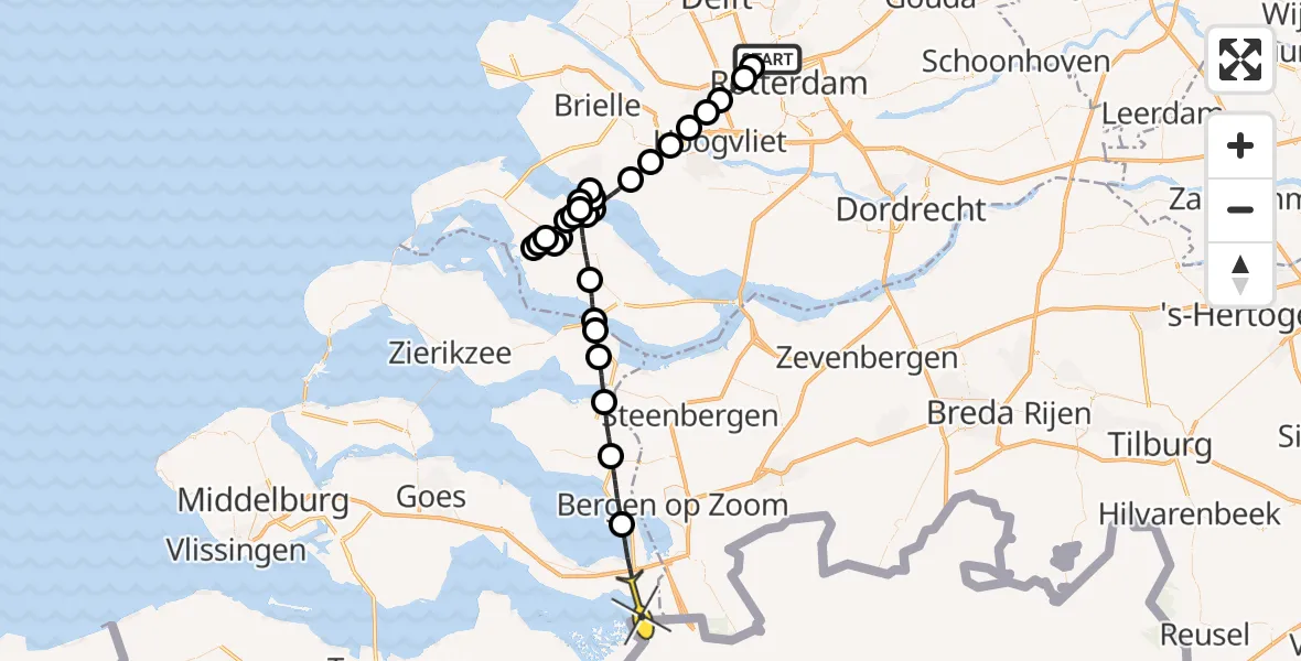 Routekaart van de vlucht: Lifeliner 2 naar Rilland