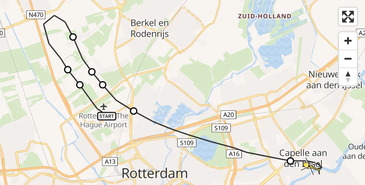 Routekaart van de vlucht: Lifeliner 2 naar Capelle aan den IJssel