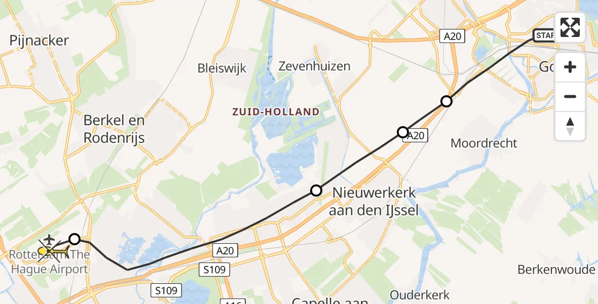 Routekaart van de vlucht: Lifeliner 2 naar Rotterdam The Hague Airport