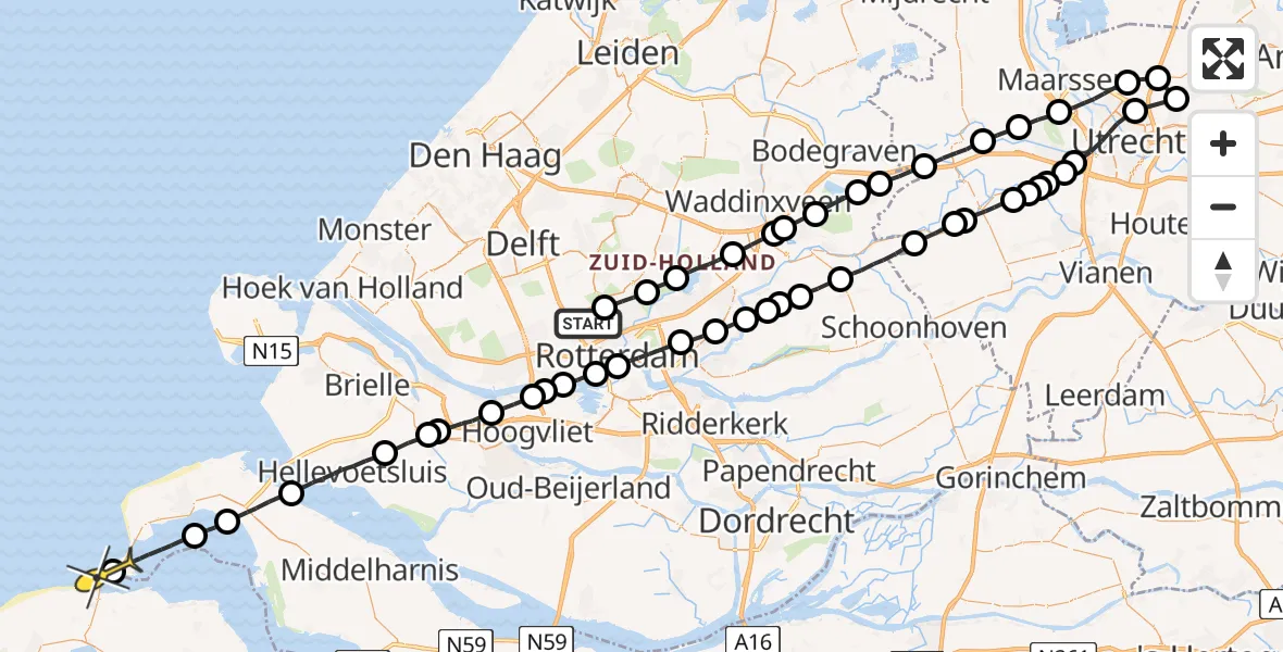 Routekaart van de vlucht: Lifeliner 2 naar Scharendijke