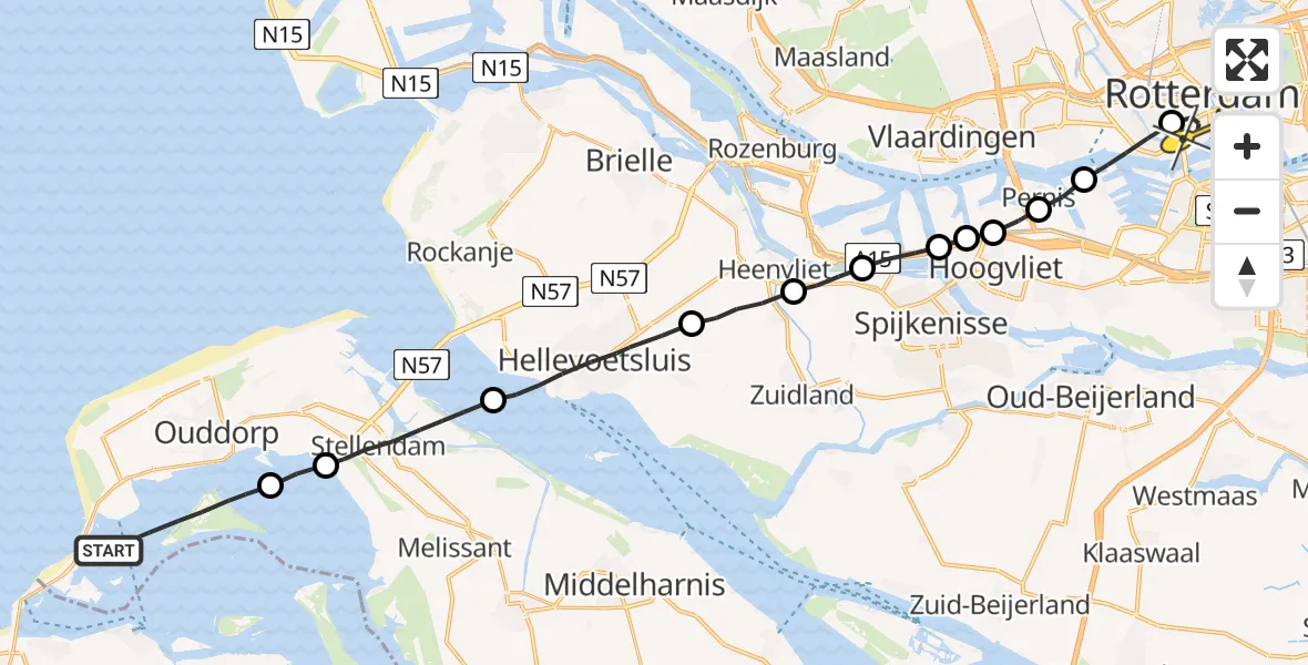 Routekaart van de vlucht: Lifeliner 2 naar Erasmus MC